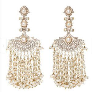 STUNNING diamond and pearl chandelier earrings white gold $6500 Now only $2200